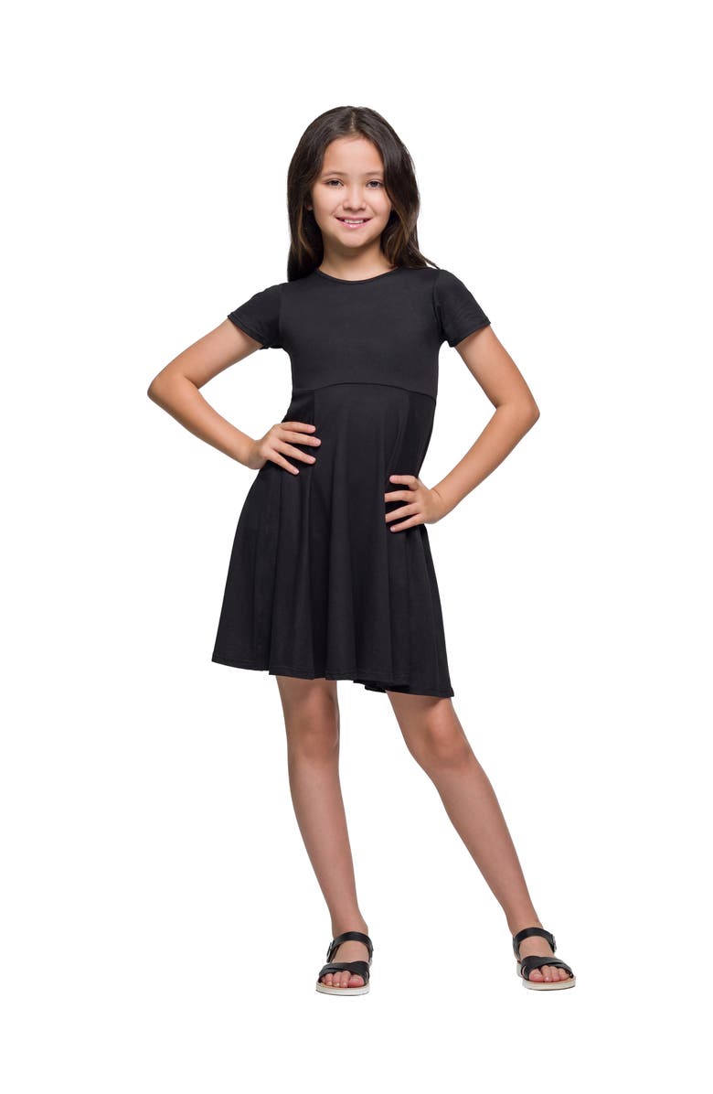 24sevenKid Flowy Short Sleeve Dress, Main, color, Black