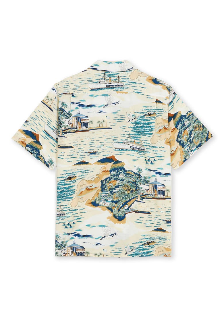 Santacatalina Tropical Print Short Sleeve Shirt, Alternate, color, White