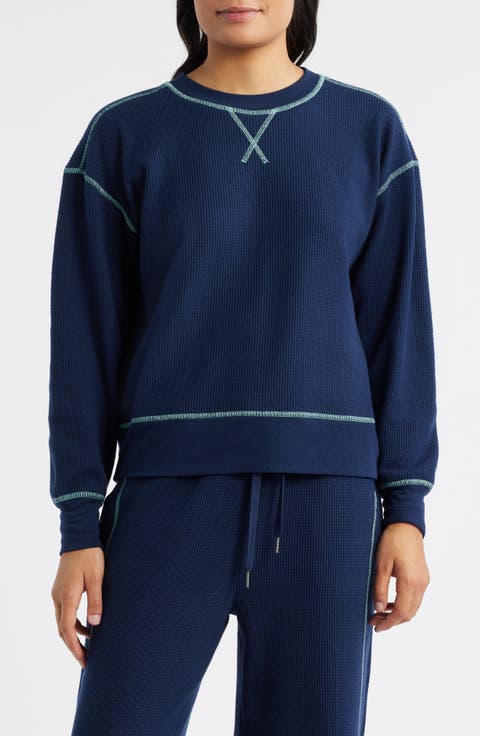 Contrast Stitch Waffle Knit Sweatshirt