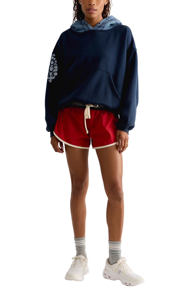 Plaid Hood Pullover Hoodie, Alternate, color, MIDNIGHT NAVY COMBO