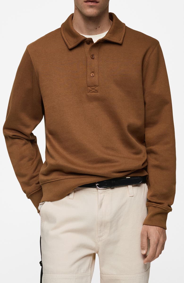 MANGO Cotton Blend Polo Sweatshirt, Main, color,