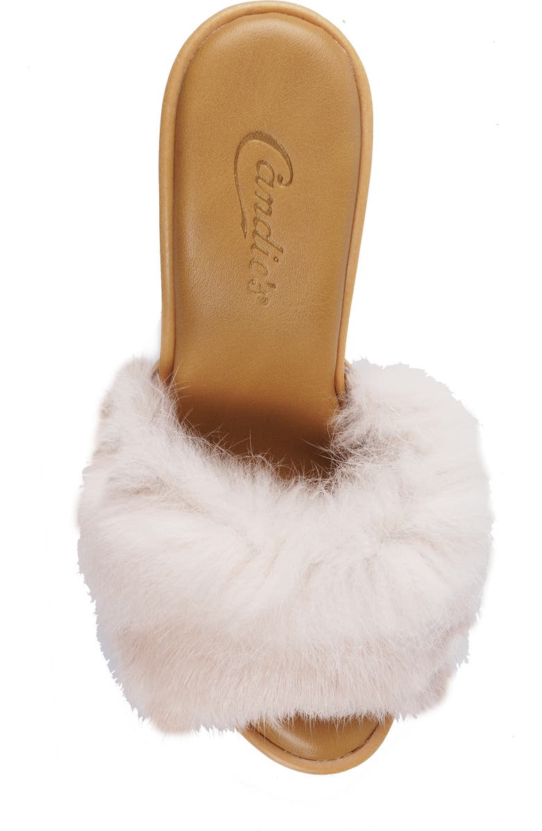 Candie's Celestine Faux Fur Side Sandal, Alternate, color, White/ Beige