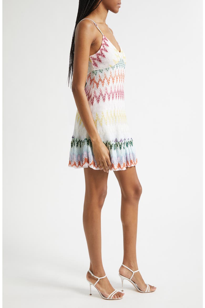 Metallic Zigzag Raschel Knit Minidress, Alternate, color, MULTICOLOR ON WHITE BASE