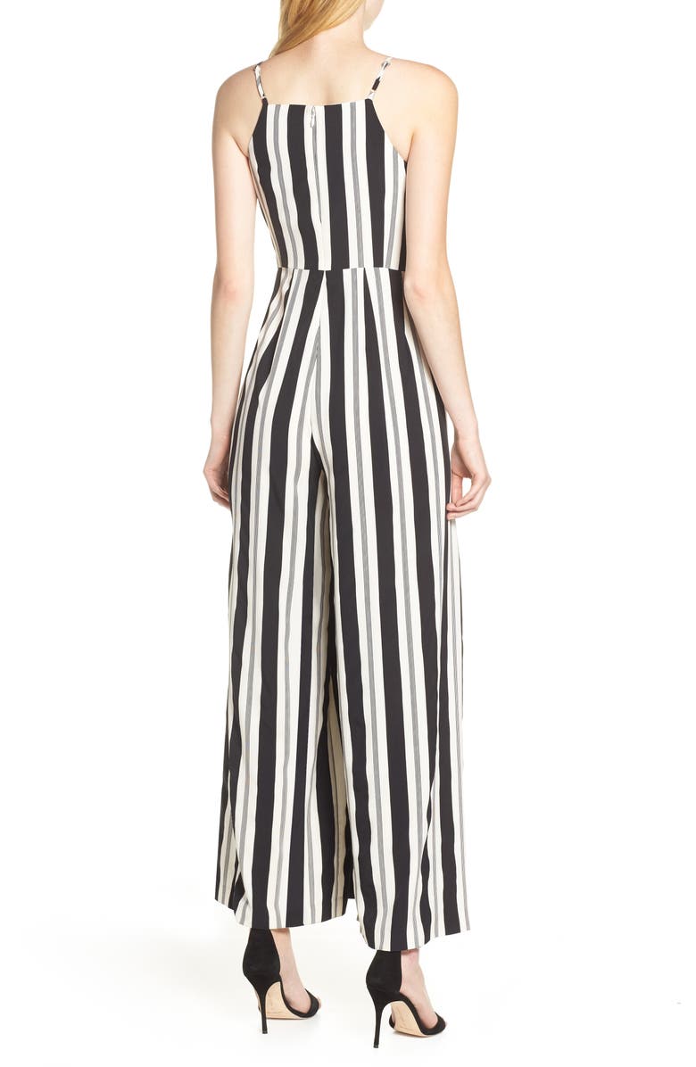 Avec Les Filles Stripe Wide Leg Jumpsuit, Alternate, color, 