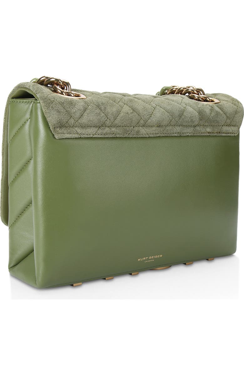 Kurt Geiger London Large Kensington Quilted Suede & Leather Shoulder Bag, Alternate, color,