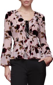 Avec Les Filles Ruffle Trim Floral Print Shirt