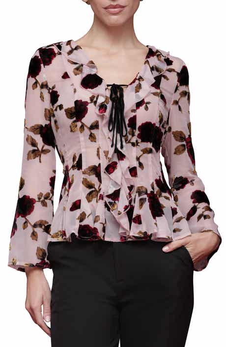Avec Les Filles Ruffle Trim Floral Print Shirt