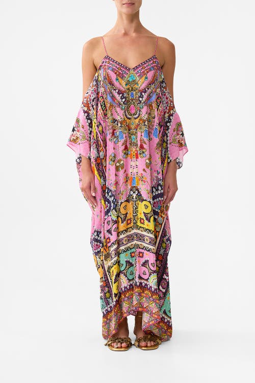 Camilla Drop Shoulder Strap Kaftan Patchwork Panorama In Multi