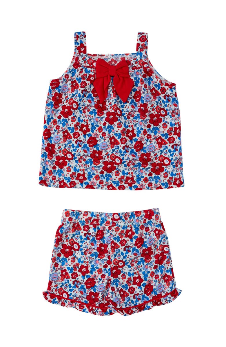 RuffleButts Bow Tank & Short Pajama Set, Alternate, color, Freedom Floral