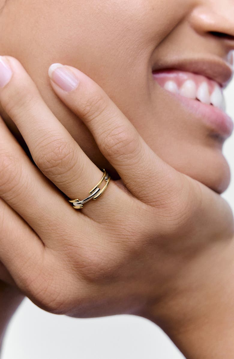 Monica Vinader Signature Link Mix Stack Ring, Alternate, color, 18K Gold Vermeil