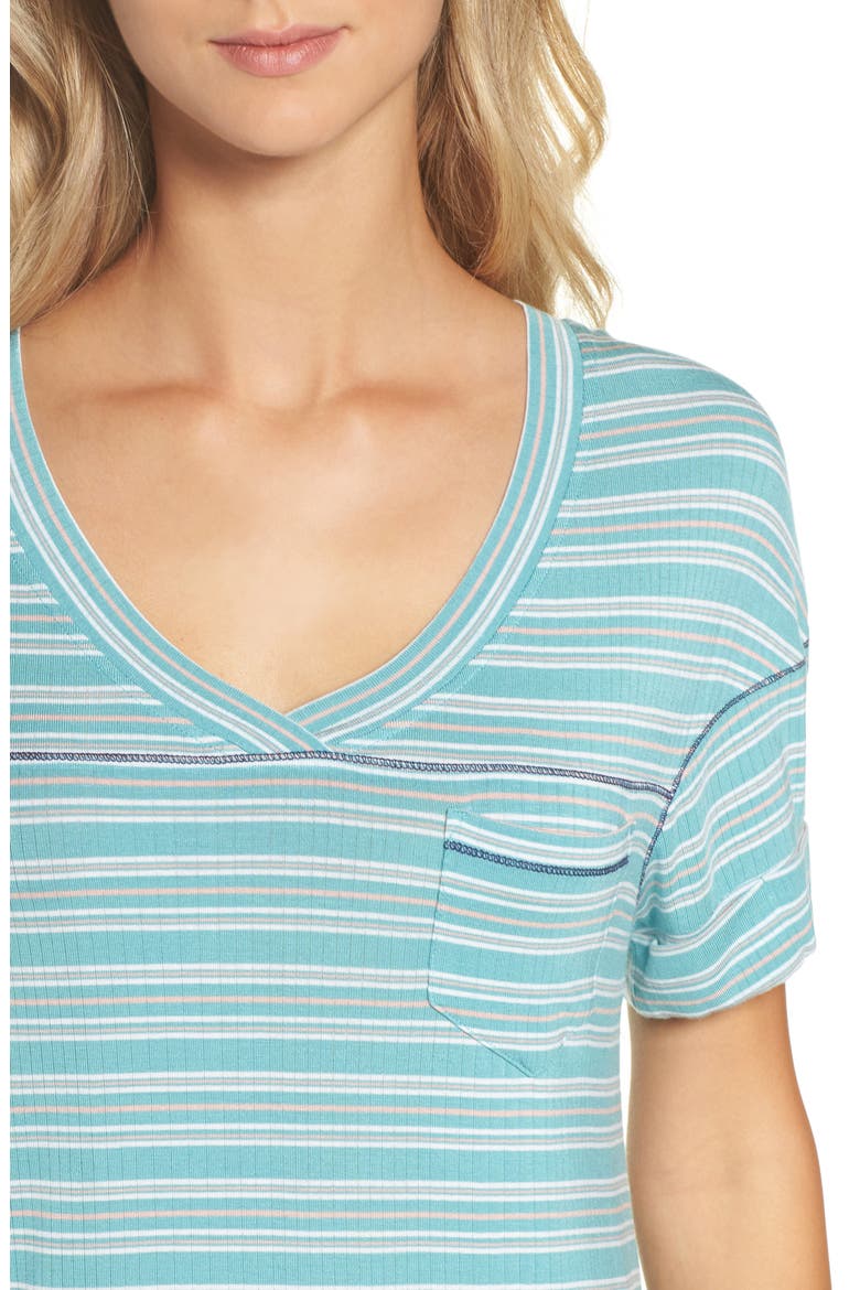 Intimates Rib Sleep Shirt, Alternate, color, HOLLY STRIPE