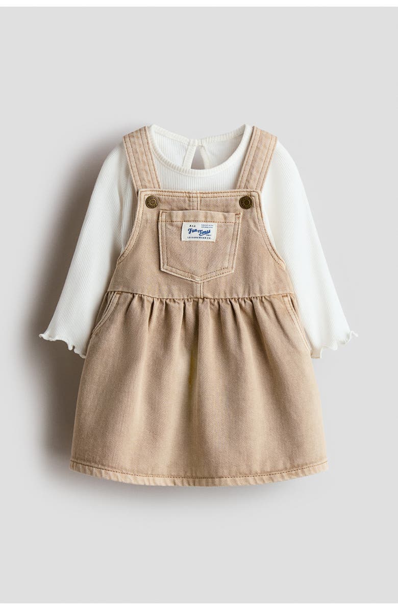 H&M 2-piece Dungaree Dress And Top Set, Main, color, 