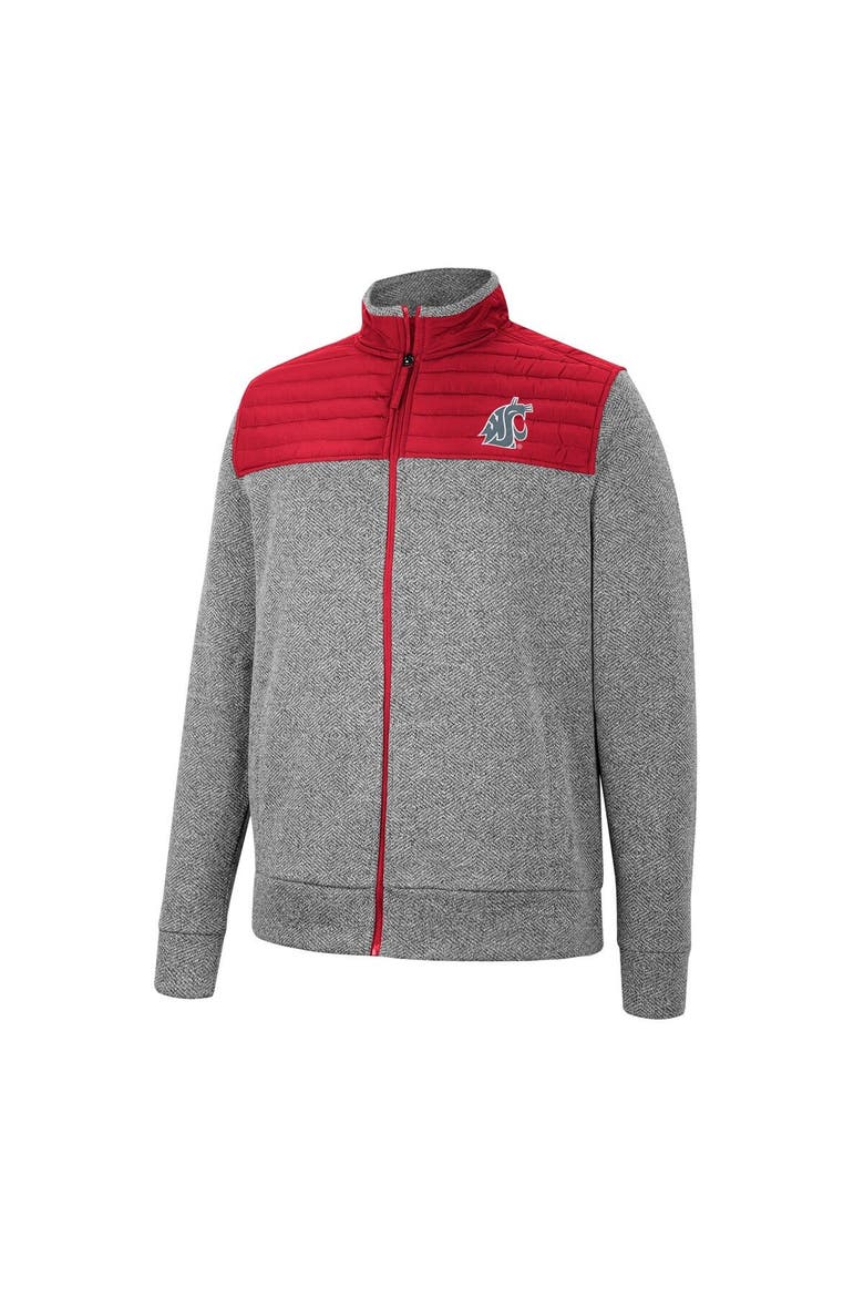 Men's Colosseum Charcoal/Crimson Washington State Cougars Putter Herringbone Full-Zip Jacket, Alternate, color, Charcoal