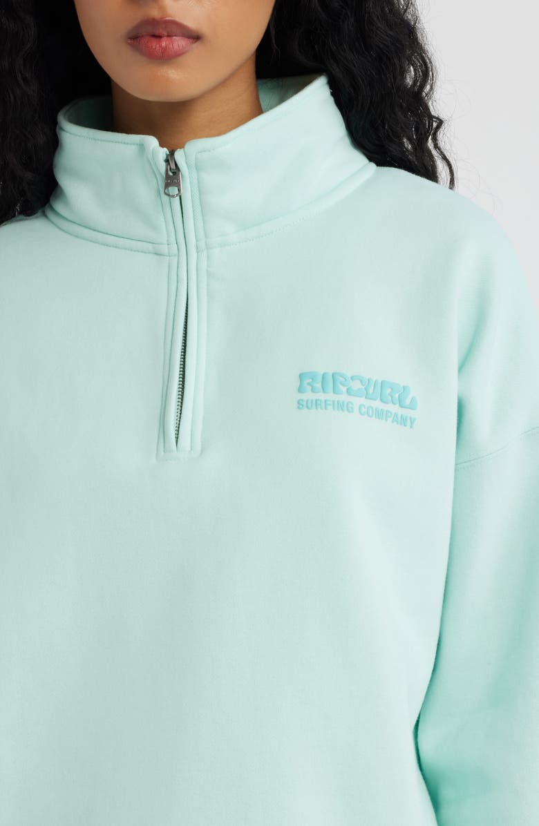 Rip Curl Surf Puff Logo Quarter Zip Sweatshirt, Alternate, color, Light Blue