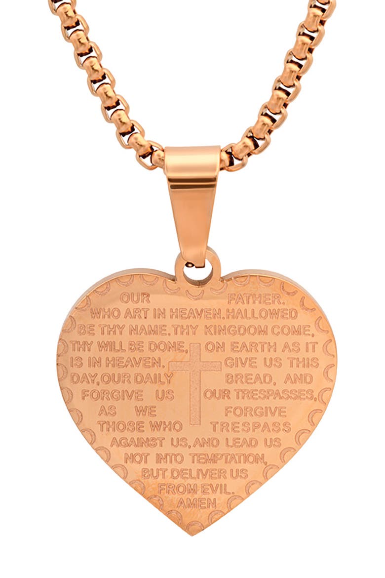 Stainless Steel Prayer Pendant Necklace, Main, color, ROSE
