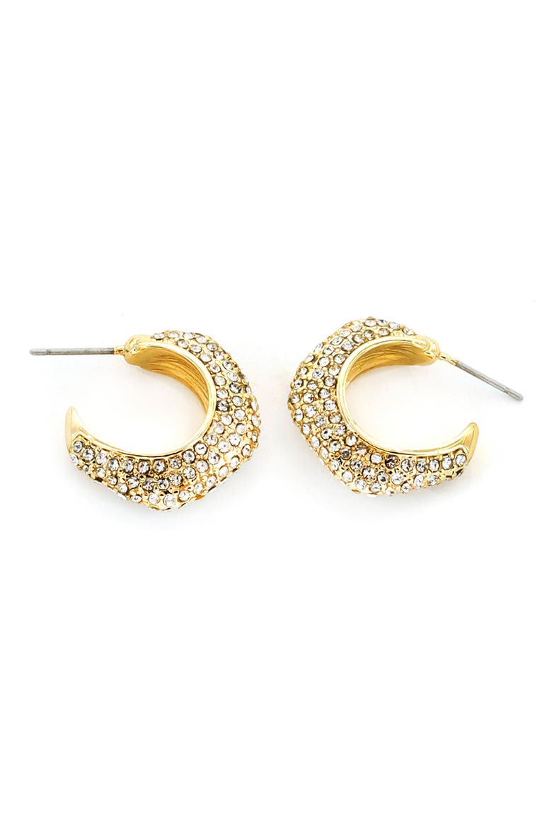 Cubic Zirconia Organic Hoop Earrings, Main, color, GOLD