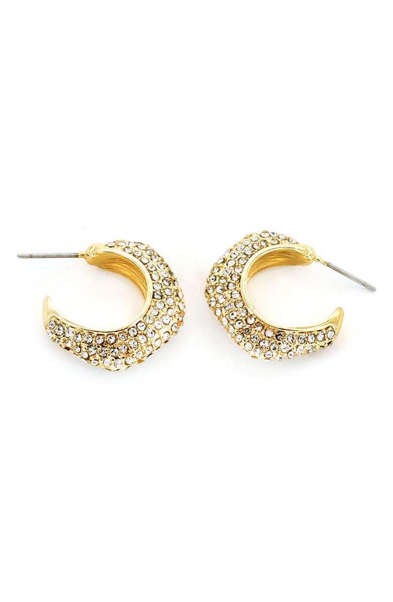 Panacea Cubic Zirconia Organic Hoop Earrings, Main, color, Gold