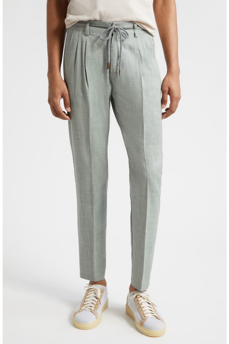 Wool Blend Drawstring Suit Pants, Main, color, MILITARY GREEN