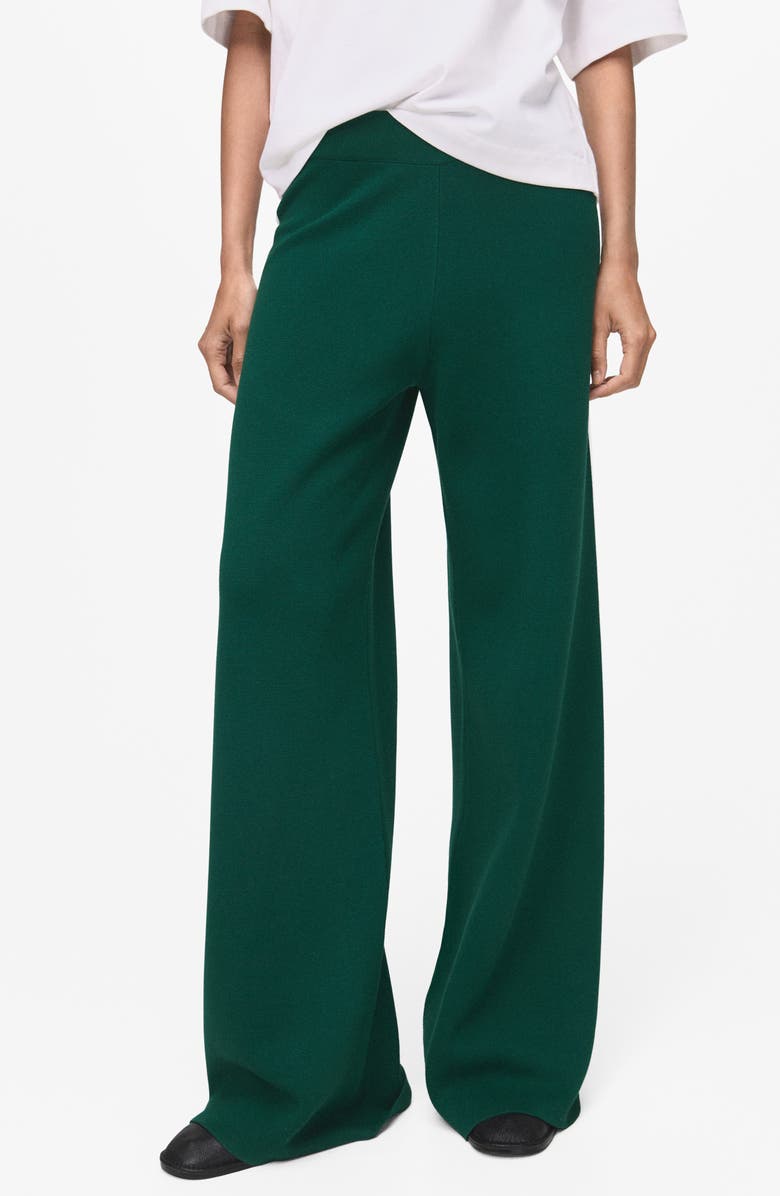 MANGO Side Stripe Pull-On Straight Leg Knit Pants, Main, color, Dark Green