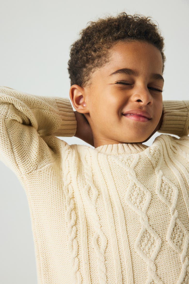 Cable-knit Jumper, Alternate, color, Light beige