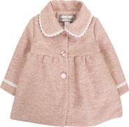 Widgeon Faux Wool Tweed Scallop Trim Jewel Coat