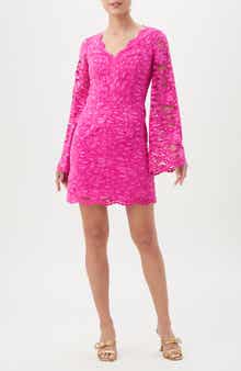 Jinnie Long Bell Sleeve Lace Sheath Dress