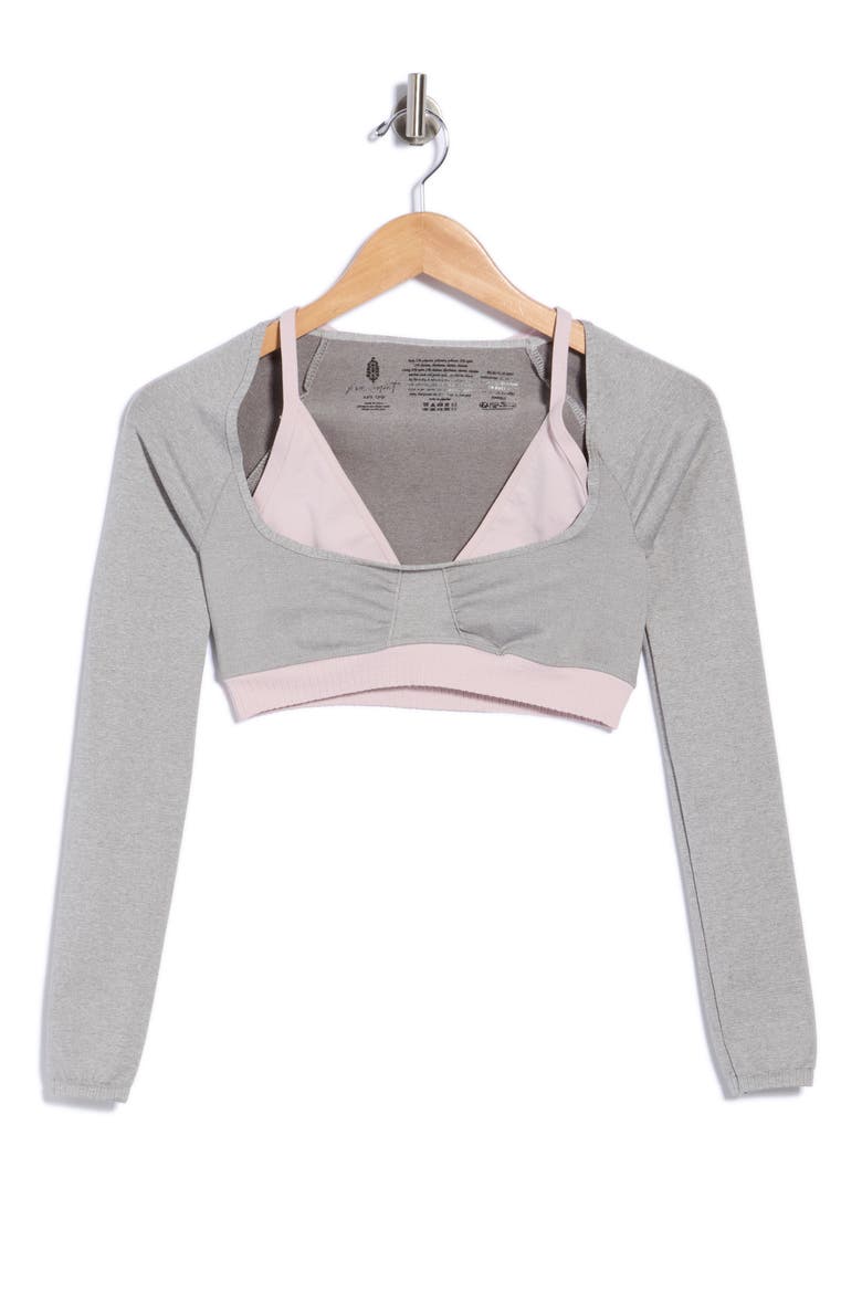 Good Karma Long Sleeve Ultra Crop Top, Main, color, GREY