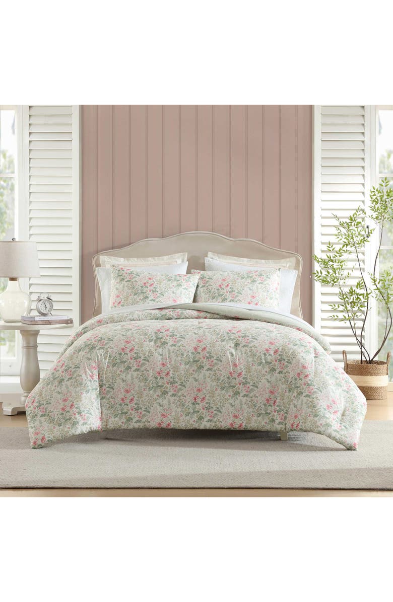 Laura Ashley Arden Floral Comforter Set, Alternate, color, Light/ Pink