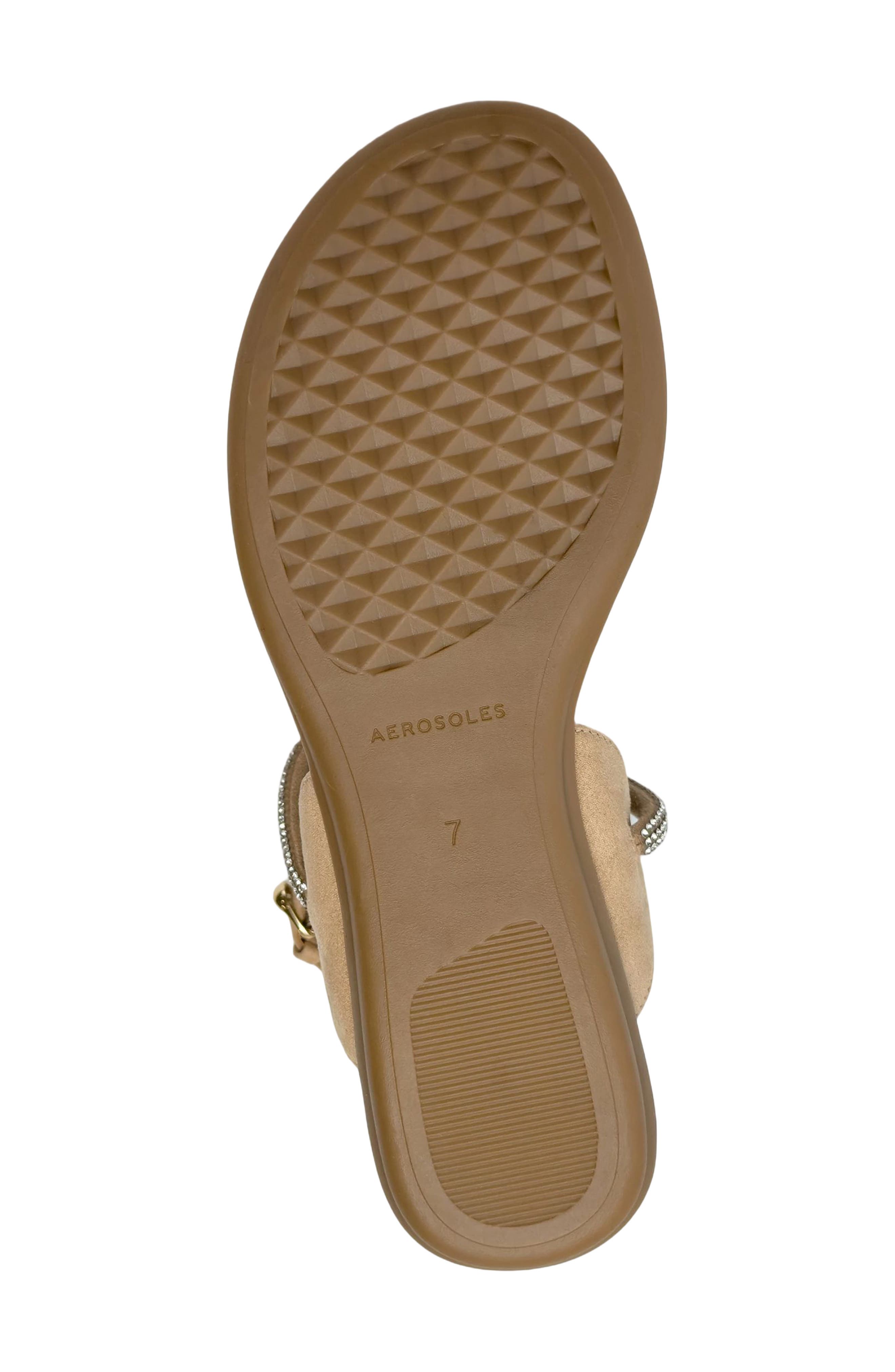 Aerosoles Gioiosa Ankle Strap Sandal, Alternate, color, Beige Bisque Fx Suede/ Crystal