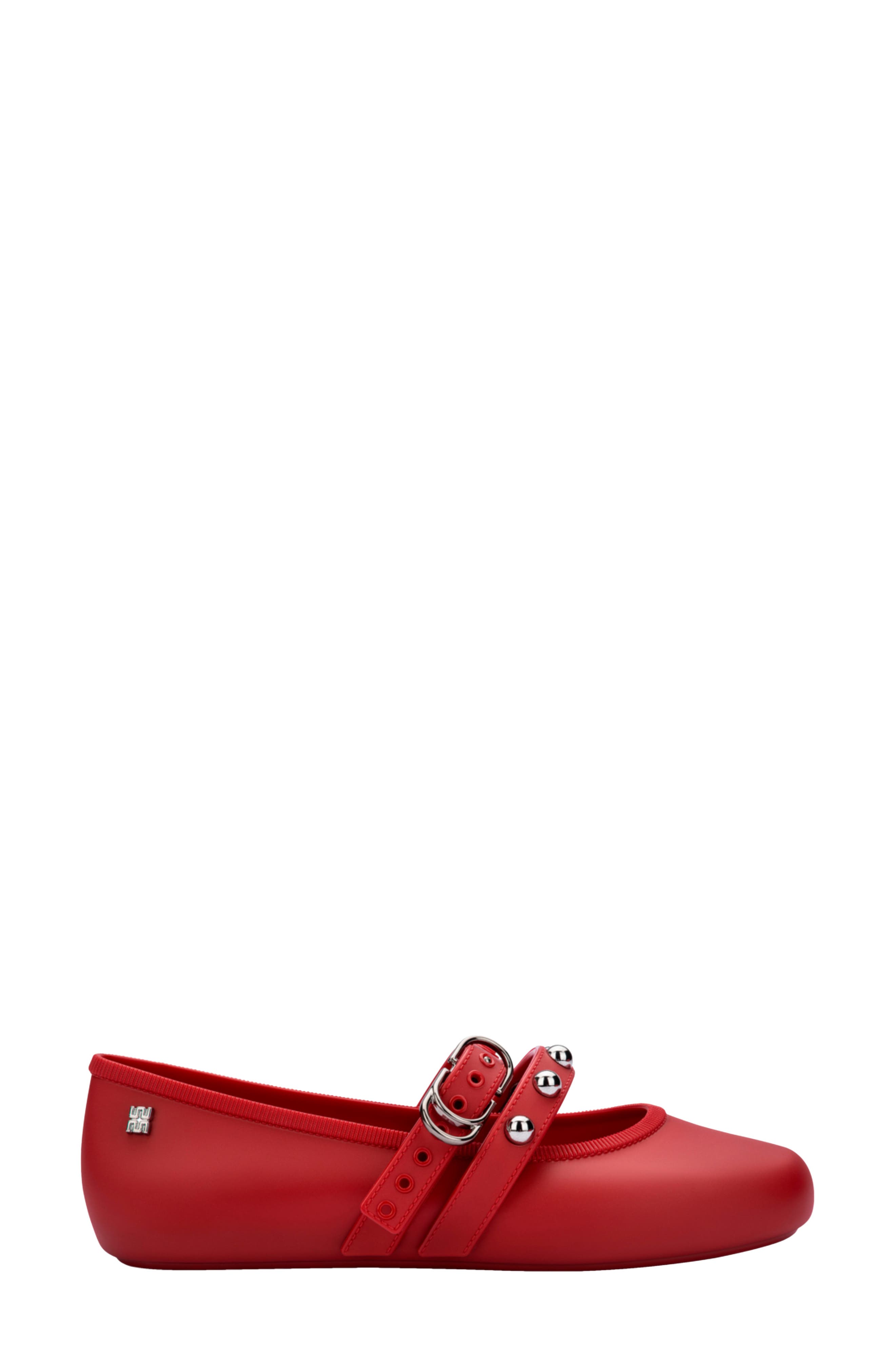 Stud Mary Jane Soft Ballerina Flat, Alternate, color, RED