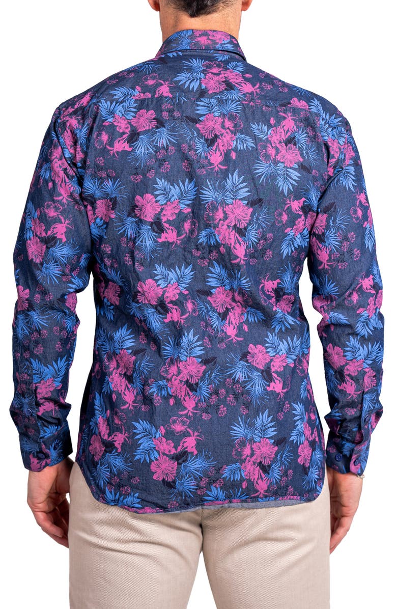 Maceoo Engineered Ascension0093 Blue Floral Cotton Button-Up Shirtr, Alternate, color, Blue