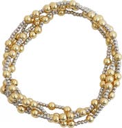 Panacea Set of 2 Two-Tone Beaded Stretch Bracelets