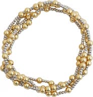 Panacea Set of 2 Two-Tone Beaded Stretch Bracelets