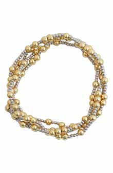 Panacea Set of 2 Two-Tone Beaded Stretch Bracelets