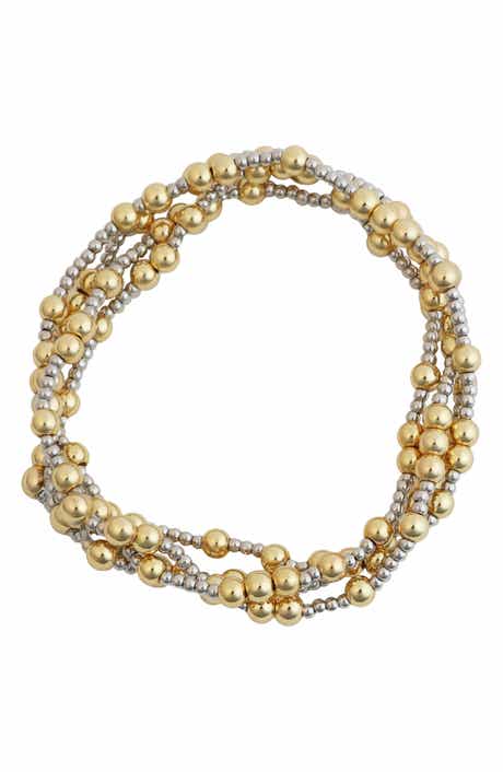 Panacea Set of 2 Two-Tone Beaded Stretch Bracelets