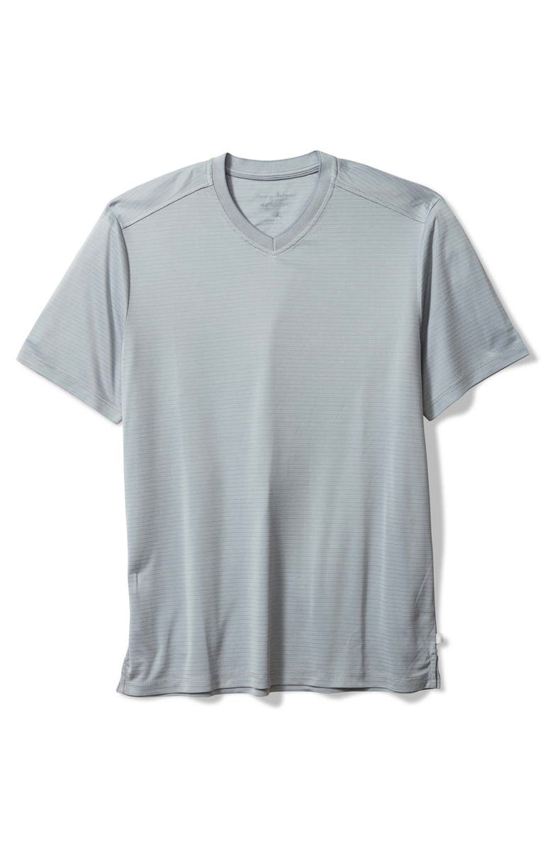 Tommy Bahama Bay Stripe IslandZone<sup>®</sup> V-Neck Performance T-Shirt, Main, color, Anchor Grey