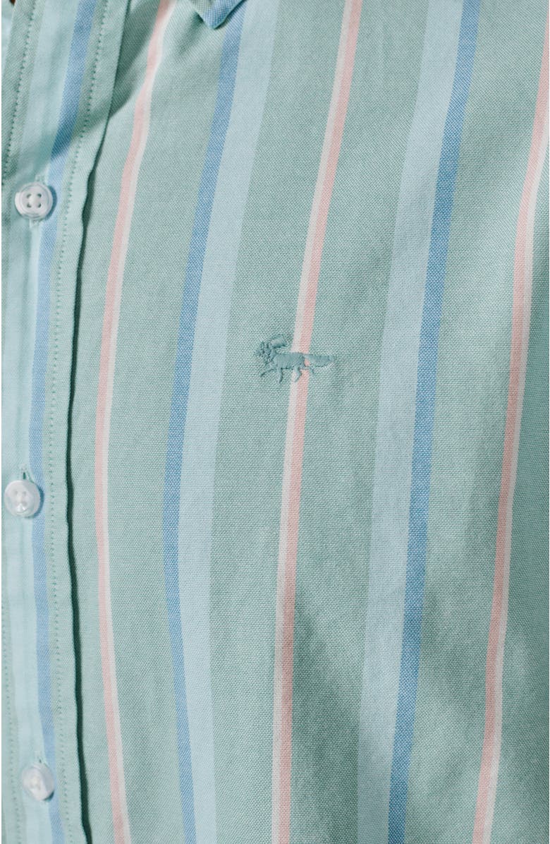 Aubin Walesby Lightweight Relaxed Oxford Shirt, Alternate, color, Green Stripe