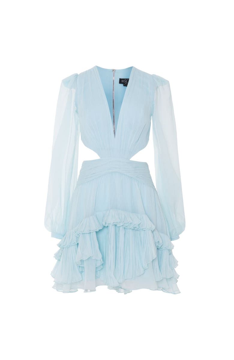 PatBO Silk Plisse Essence Cut Out Mini Dress, Main, color, Light Blue