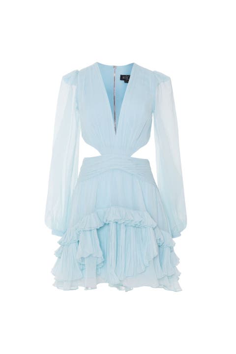 Silk Plisse Essence Cut Out Mini Dress