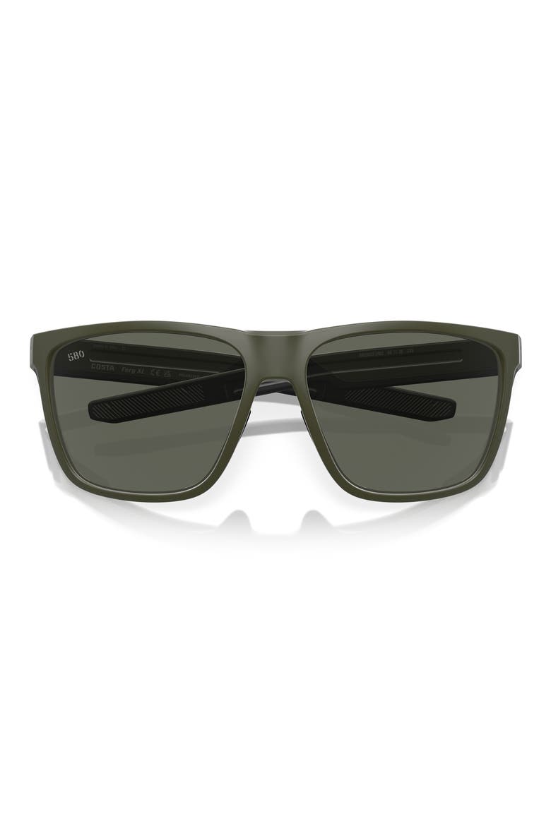 62mm Polarized Square Sunglasses, Alternate, color, MATTE OLIVE/ GRAY 580G