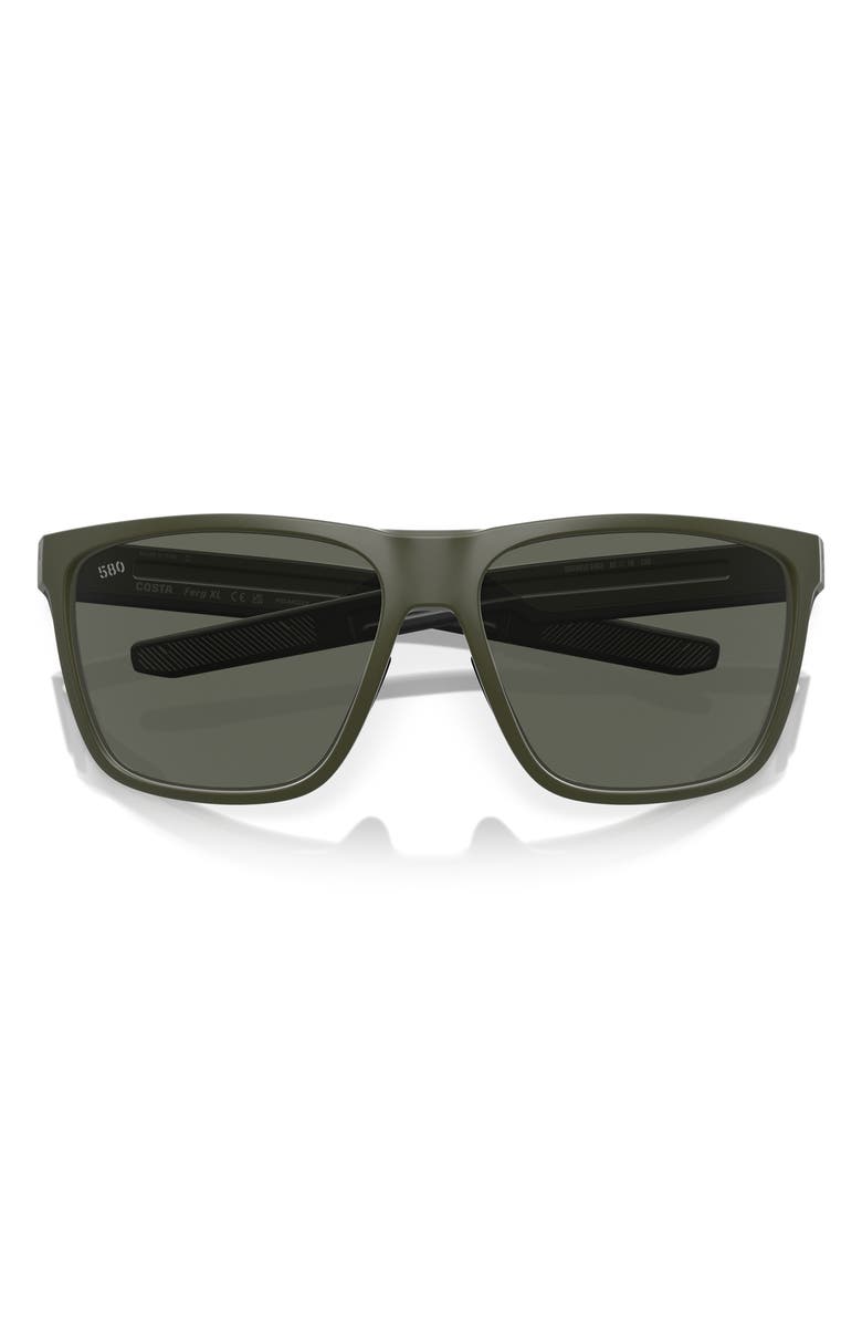 Costa Del Mar 62mm Polarized Square Sunglasses, Alternate, color, Matte Olive/ Gray 580G