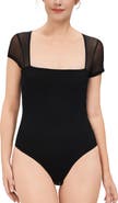Kimi & Kai Square Neck Sheer Sleeve Bodysuit Top