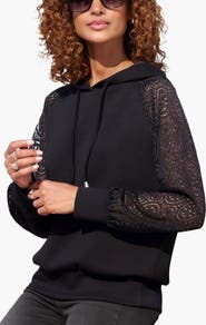LASCANA Lace Sleeve Hoodie