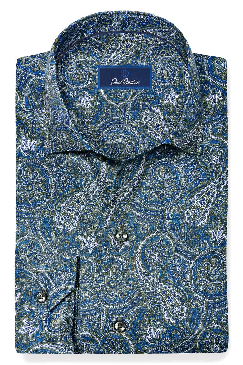 Paisley Sport Shirt, Alternate, color, NAVY/ GREEN