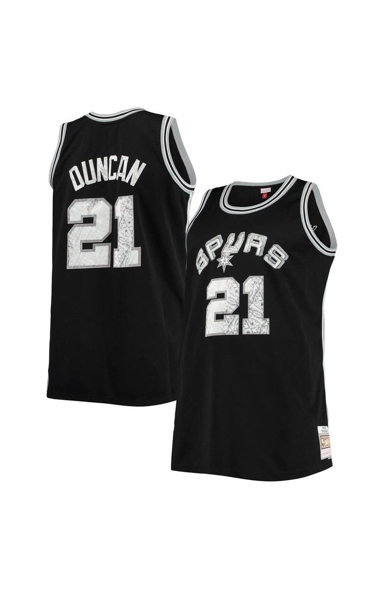 Mitchell & Ness Men's Mitchell & Ness Tim Duncan Black San Antonio Spurs Big & Tall 1998/99 NBA 75th Anniversary Diamond Swingman Jersey, Main, color, 
