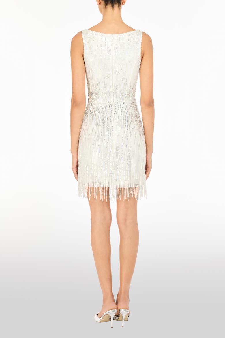 Noella Sequined Embellished Fringed Mini Dress, Alternate, color, Ivory