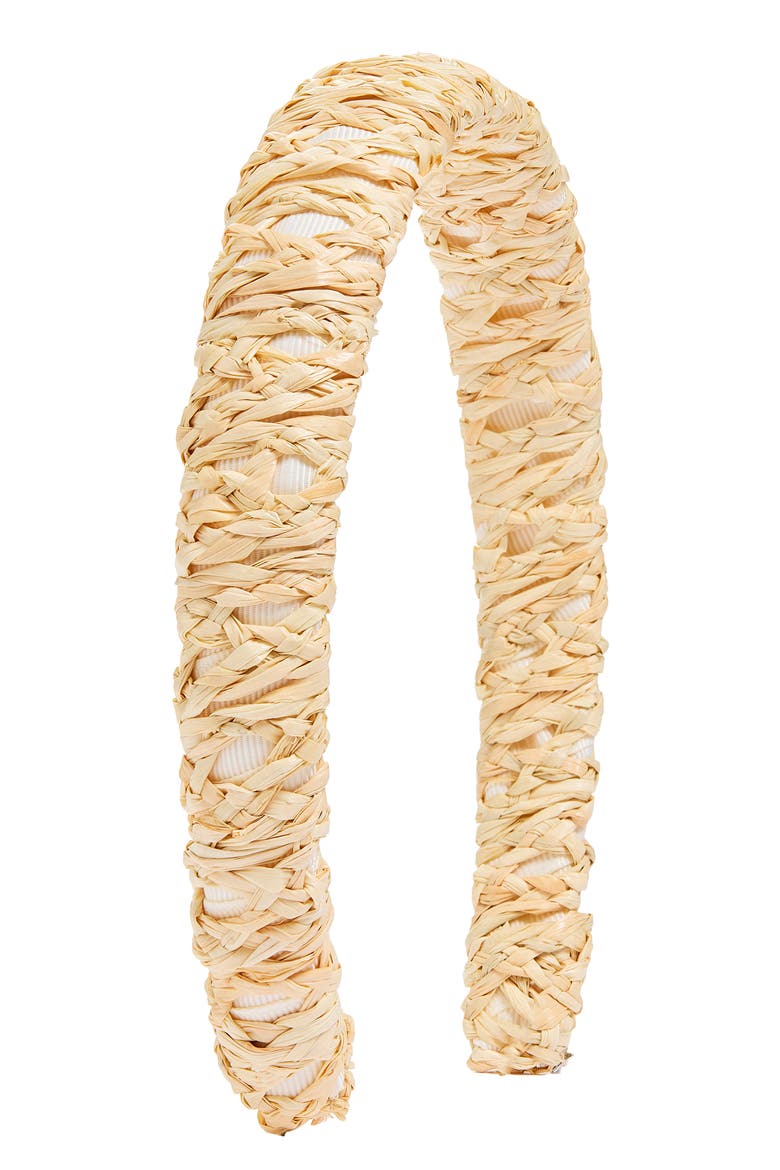 Emma Straw & Cotton Headband, Main, color, NATURAL/ IVORY
