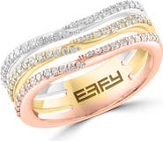 EFFY 14K White, Yellow & Rose Gold Trinity Diamond Ring