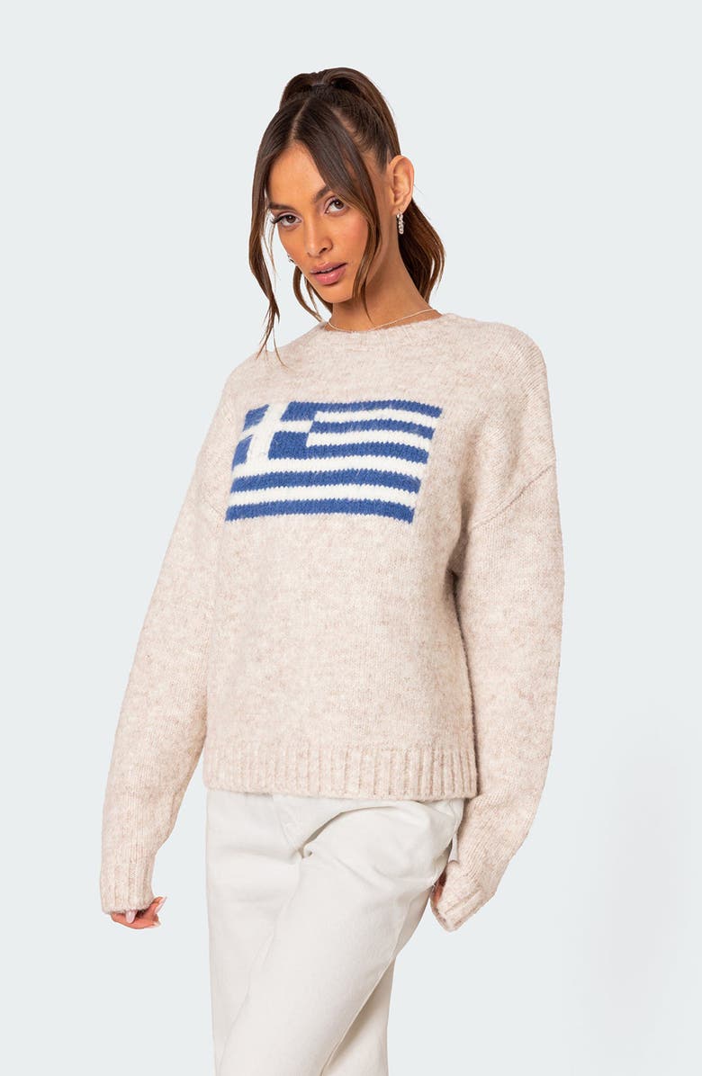EDIKTED Greece Oversize Chunky Sweater, Alternate, color, Stone