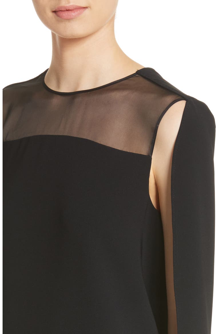 Sospiro Cape Shift Dress, Alternate, color, BLACK